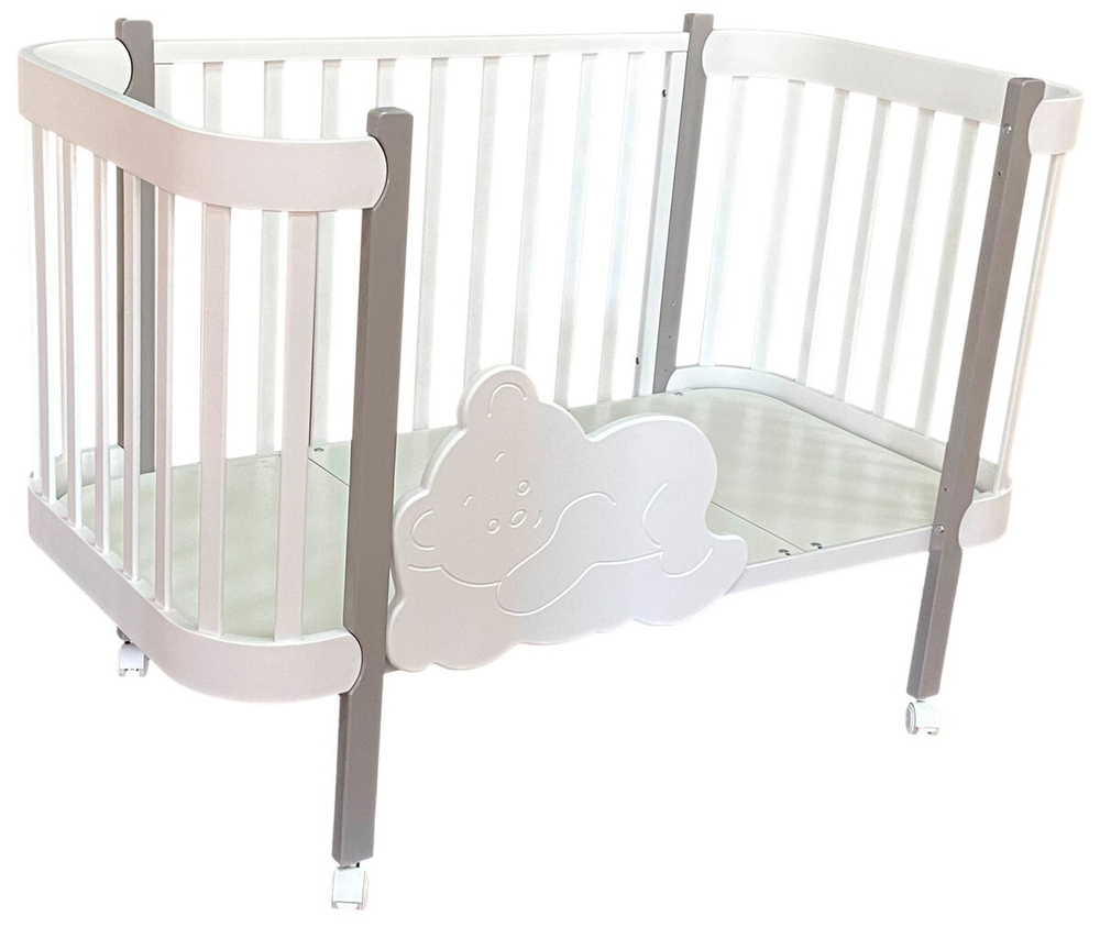 Детская кроватка Антел Solnyshko продольный маятник 3 в 1 белый-серый