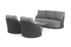 "Монтелла" лаунж-зона 5-местная плетеная из роупа (веревки), каркас алюминиевый темно-серый, роуп темно-серый