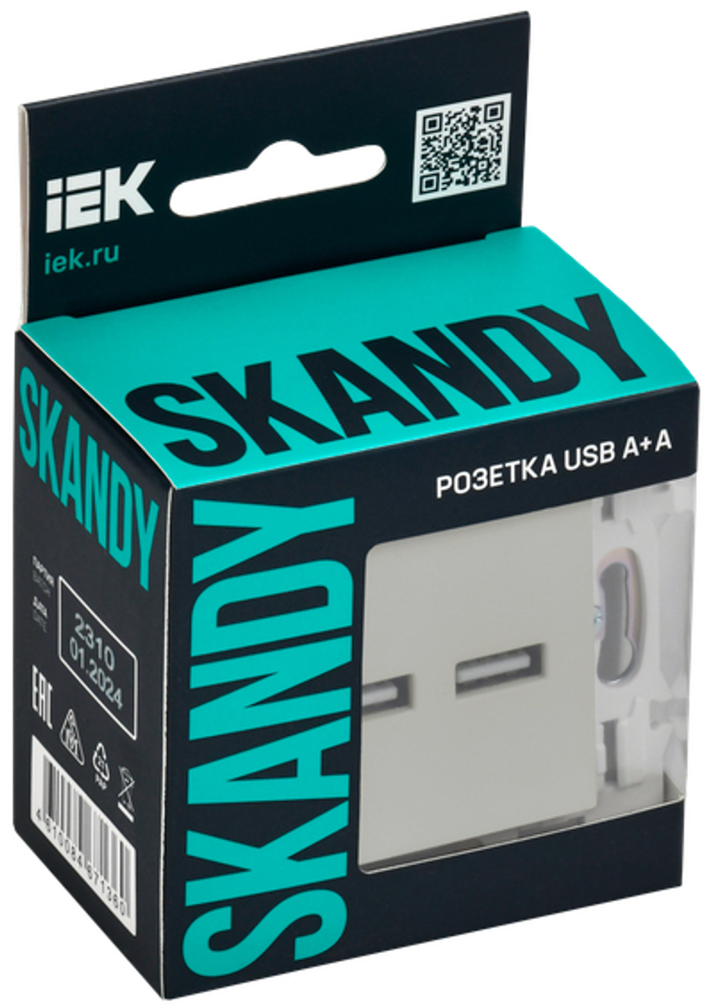 SKANDY Розетка USB A+A 3,1А SK-R15B бежевый IEK