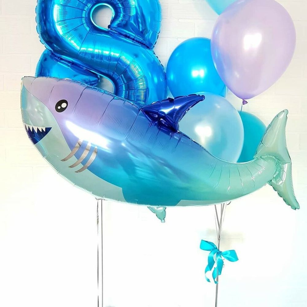 AN Шар Фигура Акула 38"/96CM W X 18"/45CM (БГ-36)  Изображение2