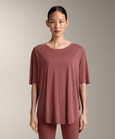 Oysho Футболка из модала с короткими рукавами, линялый махагон