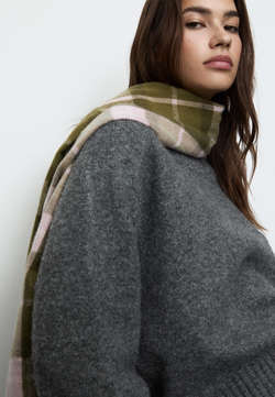 STRADIVARIUS Клетчатый шарф, оливково-зеленый