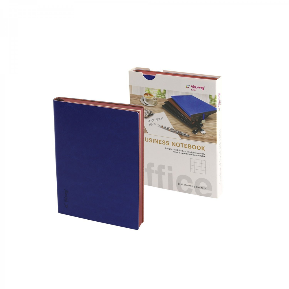 Записная книжка 12,7 см х 18,0 см, Yalong, интегр. переплет, иск. кожа, ляссе-закладка с металлич. фурнитурой, тонир. срез, ассорти, клетка, 112 л,