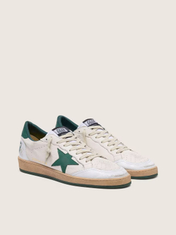 Men's Ball Star in white nappa leather with green leather star and heel tab