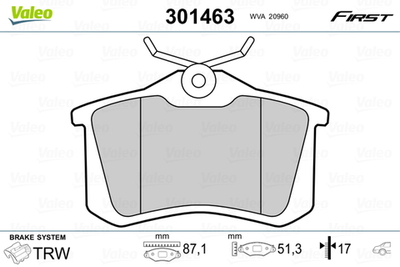 VALEO - 301463-VAL - Brake Pad Set, disc brake