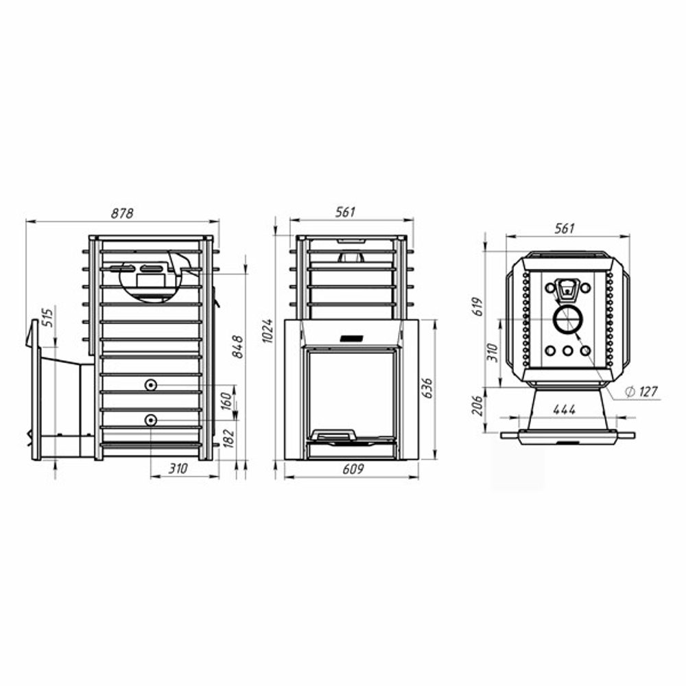Дровяная печь для бани ЕРМАК 30 СЕТКА-ЛЮКС (Чугун)