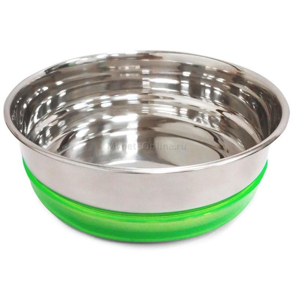 Миска металлическая с салатовой резинкой, 0,49л, Triol