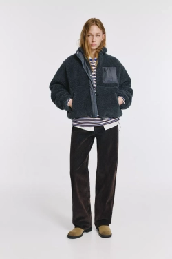 PULL&BEAR Куртка из искусственного меха, синий