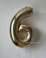 К Шар 40''102 см "Цифра 6" Белое золото (БГ-60)