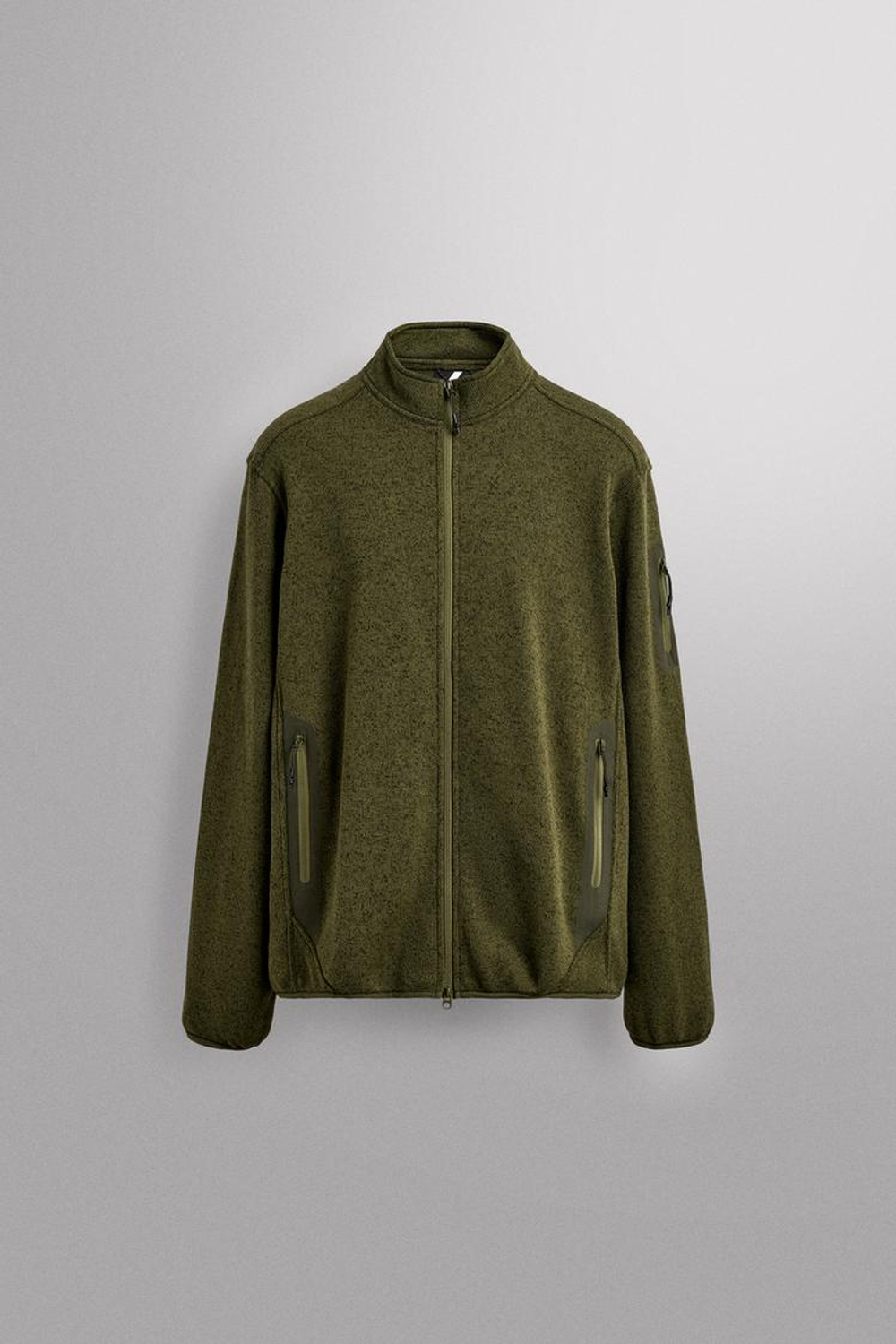 ZARA ВЯЗАНАЯ КУРТКА С ФЛИСОМ, ЗЕЛЕНЫЙ