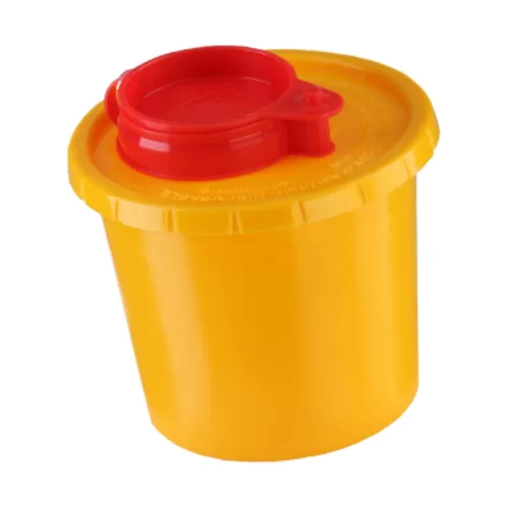Емкость-контейнер для сбора игл 0,5 л КМ-Проект класс Б высота 110 мм желтый индикатор вскрытия
