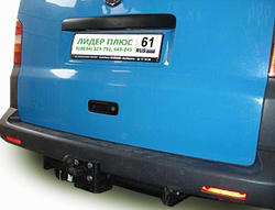 Фаркоп(прицепное) Лидер-Плюс для VOLKSWAGEN TRANSPORTER T5 2003-2009 (7HA, 7HH) / T6 ( 7НC ) 2015-... (фургон закрытый)(паспорт и сертификат в комплекте)(без электрики)V111-FC