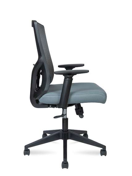 Кресло офисное Норден / Гарда LB / черный пластик / серая сетка / серая ткань