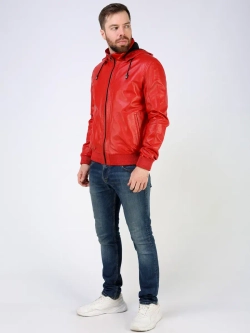 Куртка кожаная натуральная с капюшоном