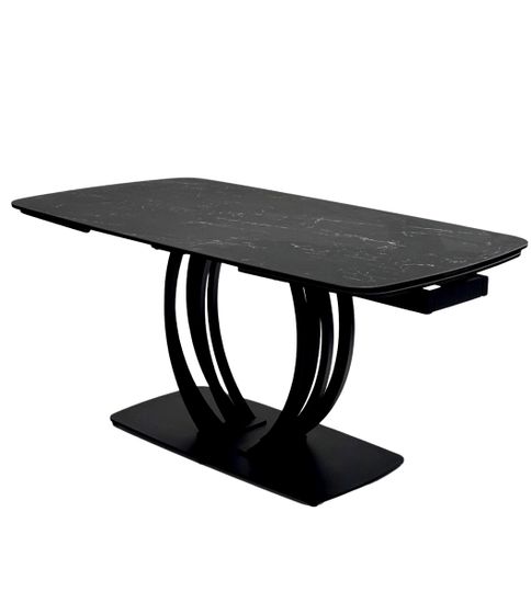 Стол MALTA 160 NERO KL-116 Черный мрамор матовый, итальянская керамика/ черный каркас