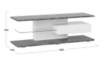 Тумба под телевизор напольная Белый/Ателье темный глянец 140х44х46 см