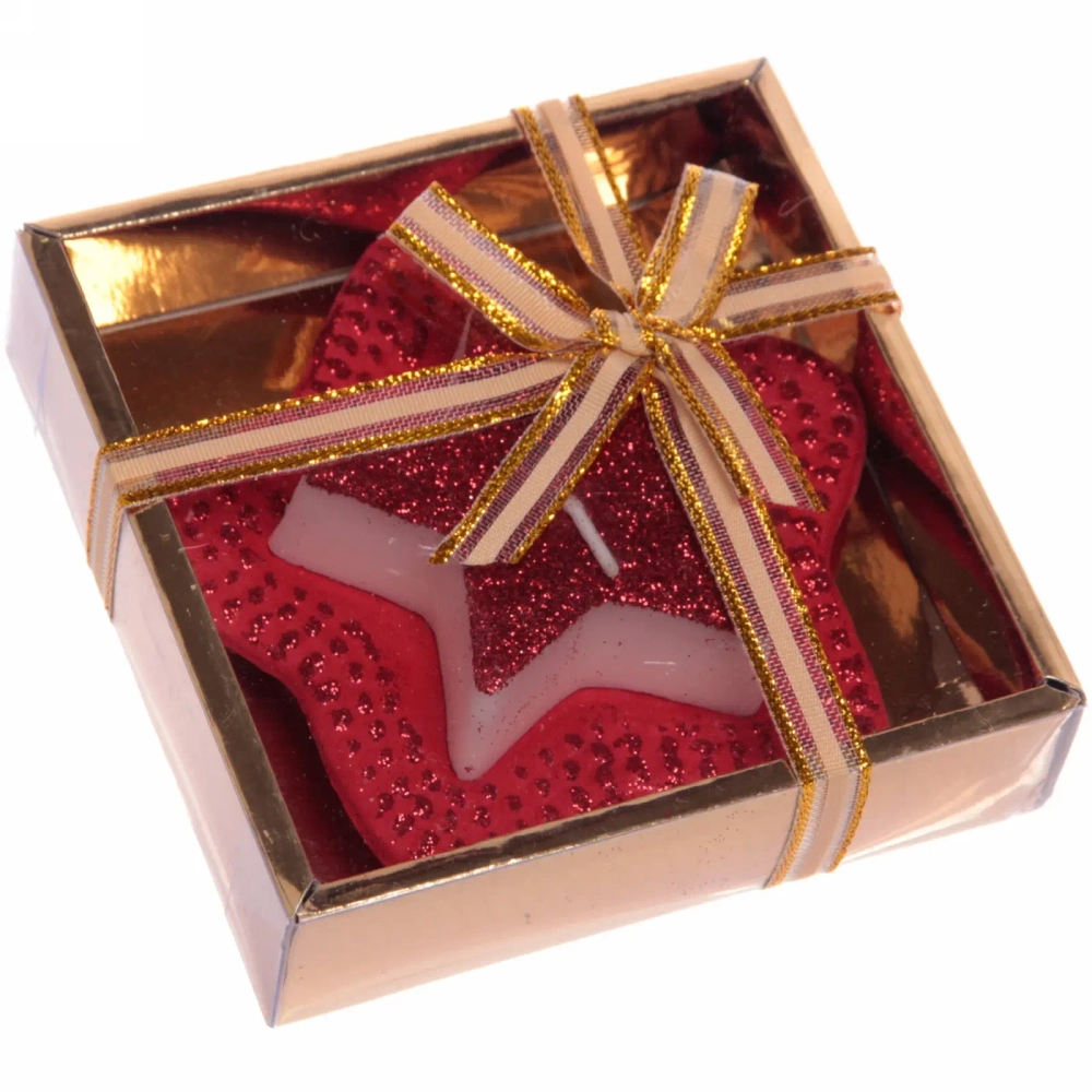 Свеча новогодняя «Звездопад» 10,5*10,5*3 см, красный