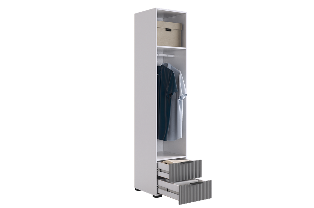 Шкаф однодверный "Зефир" 107.01, (Белое дерево/Серый (эмаль))