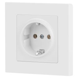Розетка Intro Accent 6-202-01М 2P+E Schuko 16А-250В IP20 СУ AL/CU белый матовый | Intro