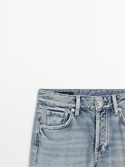 Massimo Dutti Джинсы средней посадки с широкими штанинами, светло-голубой