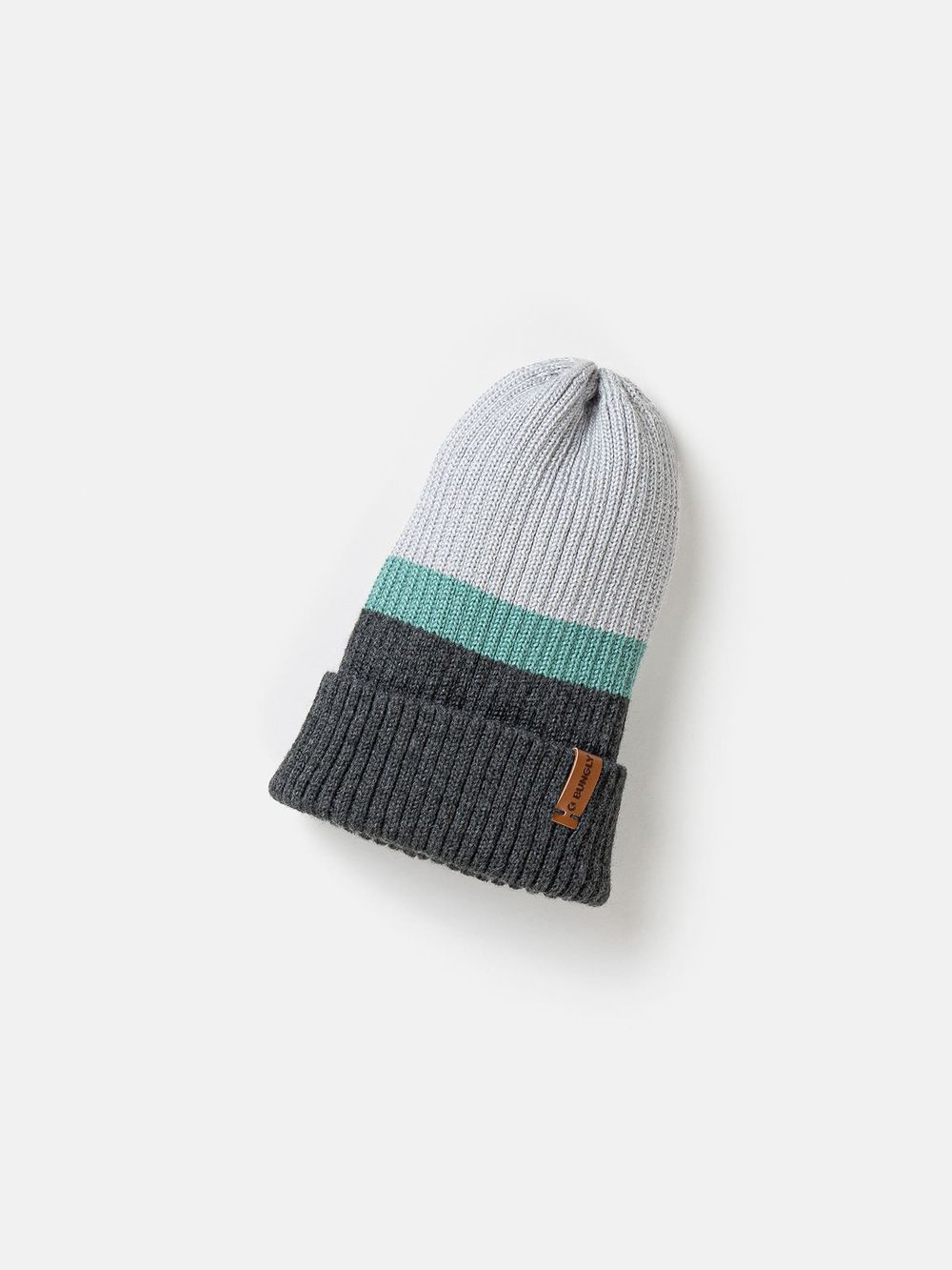 Шапка тыква из смесовой шерсти однослойная Колор блок "Графит"