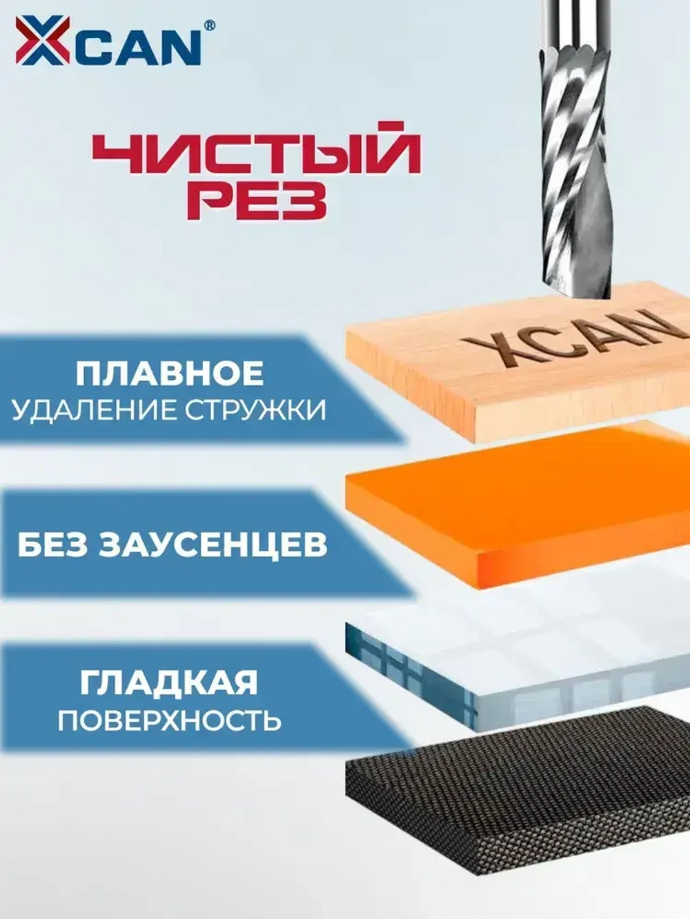 Фреза концевая спиральная однозаходная XCAN, 4х22х50 мм