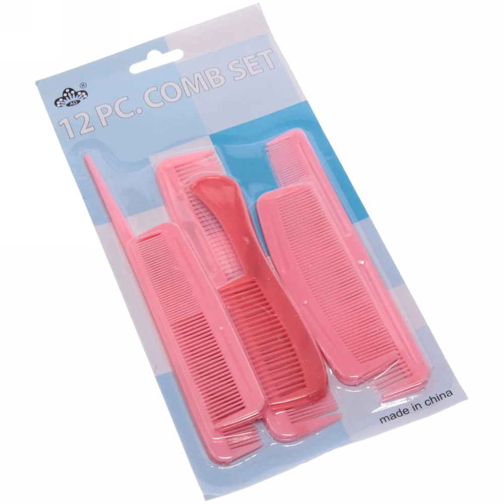 Расчески в наборе на блистере 12 шт, цвет микс