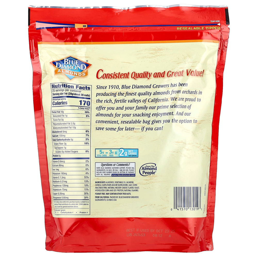 Blue Diamond, Миндаль, Smokehouse®, 709 г (25 унций)