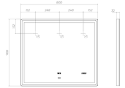 Зеркало Vigo Geometry Luxe 800 (800х700х32 мм) сенсорное с подсветкой (z.GEO.80.Luxe)