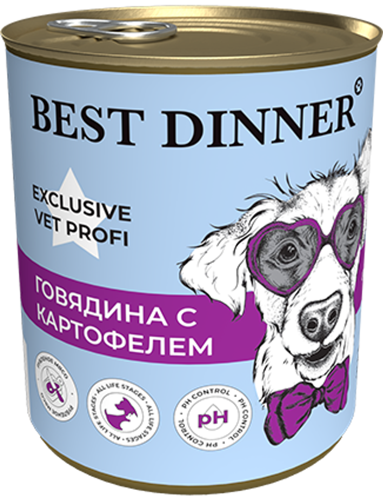 Best Dinner Эксклюзив Vet Profi для собак -Консервы  Urinary &quot;Говядина с картофелем&quot; Exclusive VET PROFI 340 г
