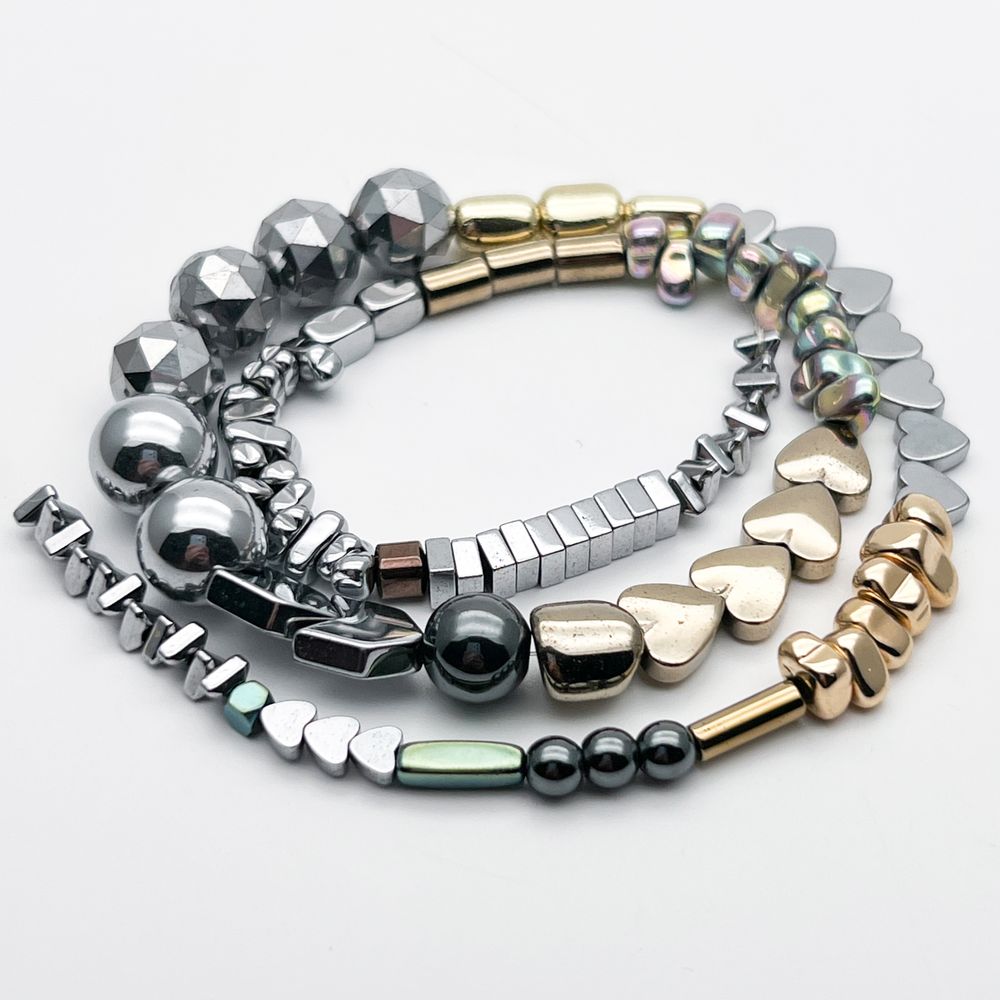 Гематит бусины микс (имитация), размер 3-10 мм, цена за нить 38 см