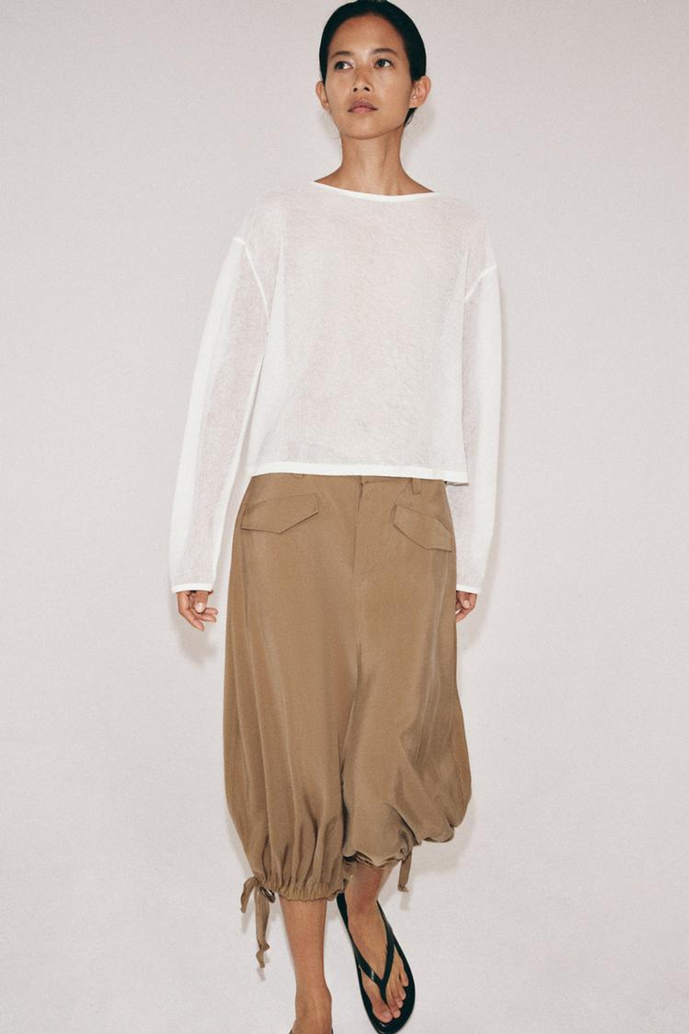 ZARA АЖУРНЫЙ СВИТЕР, БЕЛЫЙ