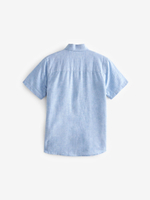 Рубашка льняная с коротким рукавом для мальчика Next 907-584, Голубой