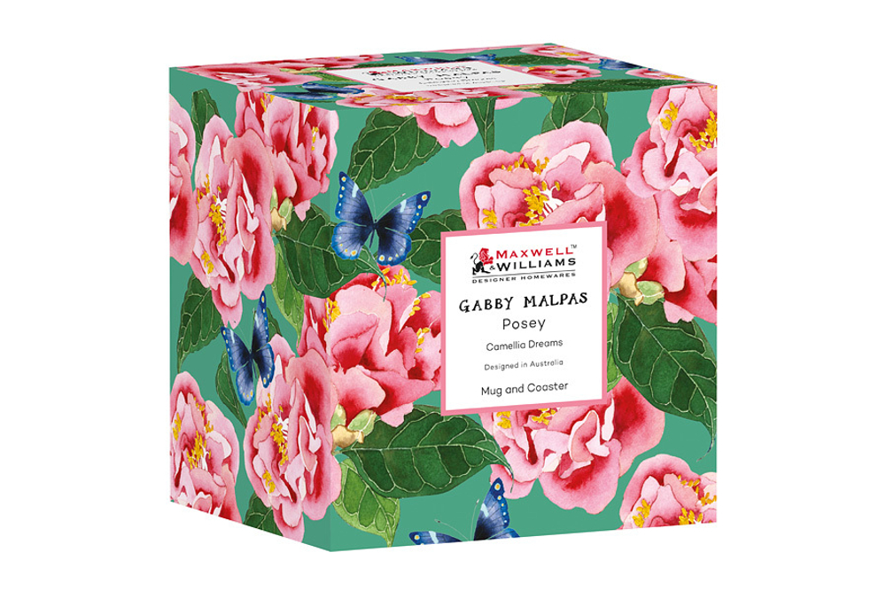 Кружка с подставкой 400мл Камелии