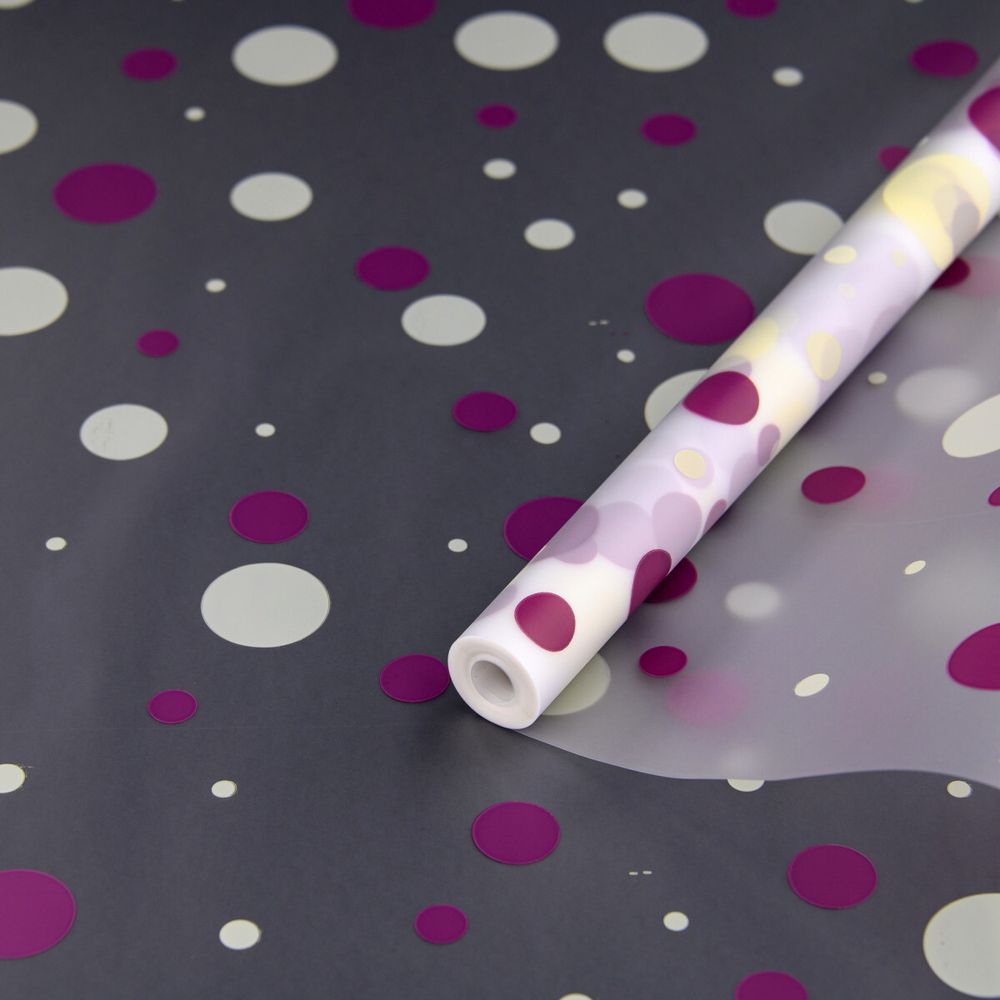 Пленка мат-я &quot;Конфетти&quot; 60см*200гр МАРСАЛА/КРЕМ