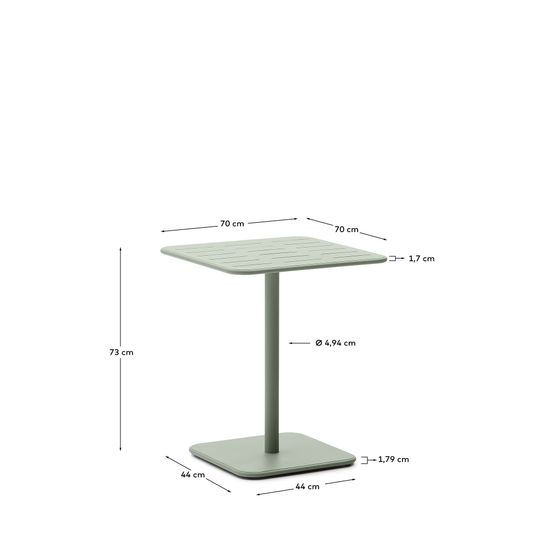 Уличный стол Brai из оцинкованной стали бирюзового цвета 70 x 70 см