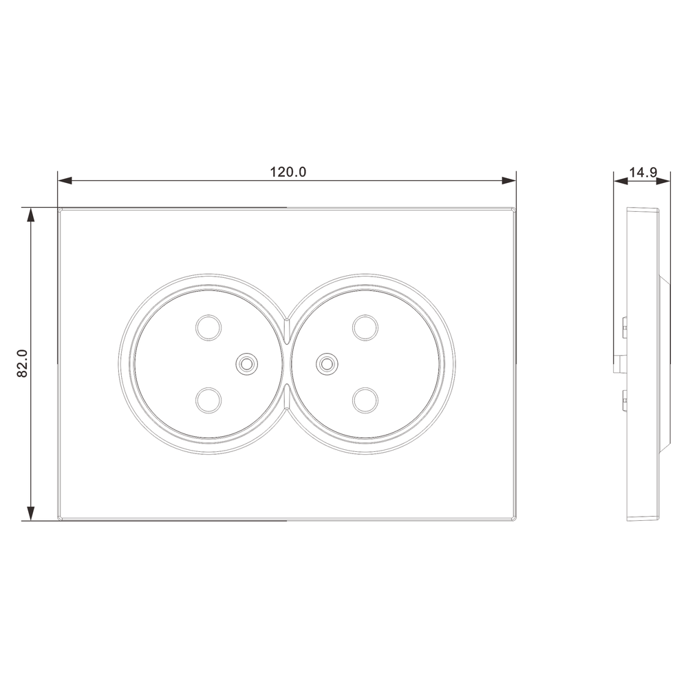 Накладка для розетки 2-й без заземления, со шторками 16A 250 В~, глянцевый белый, серия A07