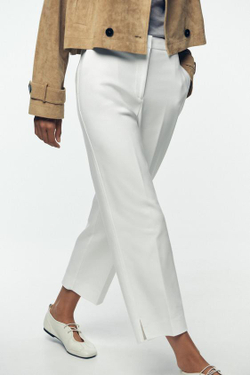 ZARA БРЮКИ С РАЗРЕЗАМИ СНИЗУ, ЭКРЮ