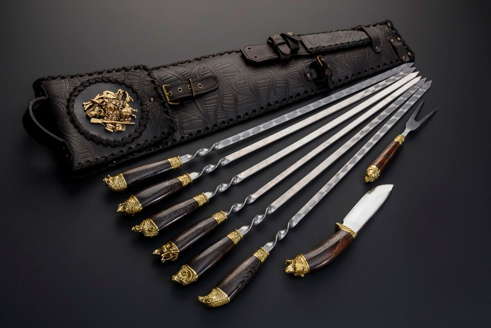 Набор шампуров "Охотник №5" в чехле из натуральной кожи