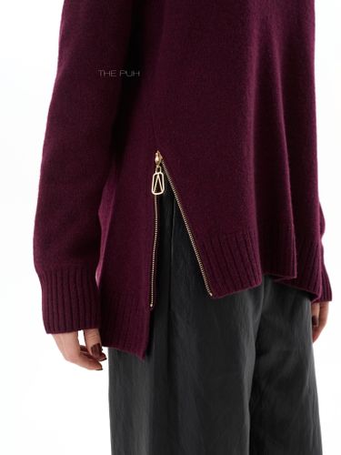 Бордовый шерстяной свитер с молнией снизу