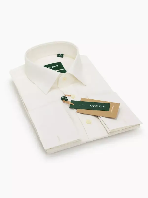 Рубашка под запонки приталенная SLIM FIT с длинным рукавом, молочная