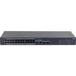 DAHUA DH-CS4226-24ET-240 24-портовый гигабитный облачный управляемый коммутатор с PoE, 24xRJ45 100Mb, 2хКомбо SFP/RJ45 1Gb, суммарно 240Вт, коммутация 8.8 Гбит/с, MAC-таблица 8К