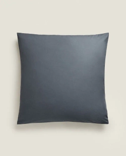 ZARA HOME (200 НИТЕЙ) НАВОЛОЧКА ИЗ ПЕРКАЛЯ, СЕРО-СИНИЙ