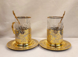 Чайный набор с подстаканниками на 2 персоны "Узорный"