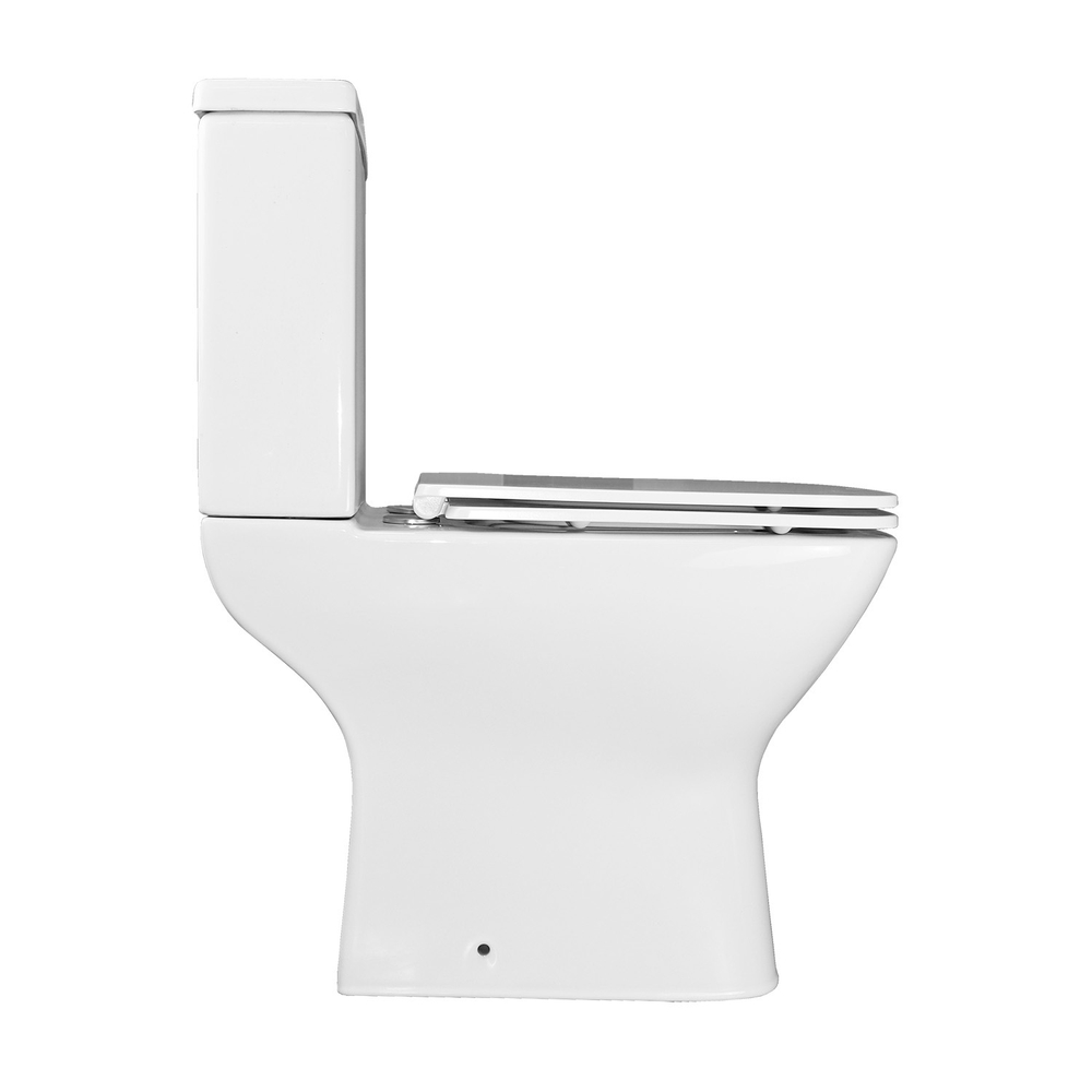 Azario Iris  напольный безободковый унитаз с сиденьем дюропласт микролифт.600*380* 77,5  мм (2 места)
