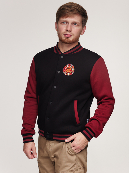 Колледж-Бомбер Варгградъ мужской чёрно-бордовый "Солнце за нас" с начёсом