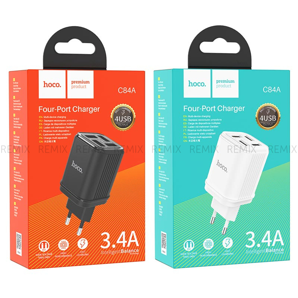 Зарядное устройство Hoco C84A Resolute 4 USB 3,4A
