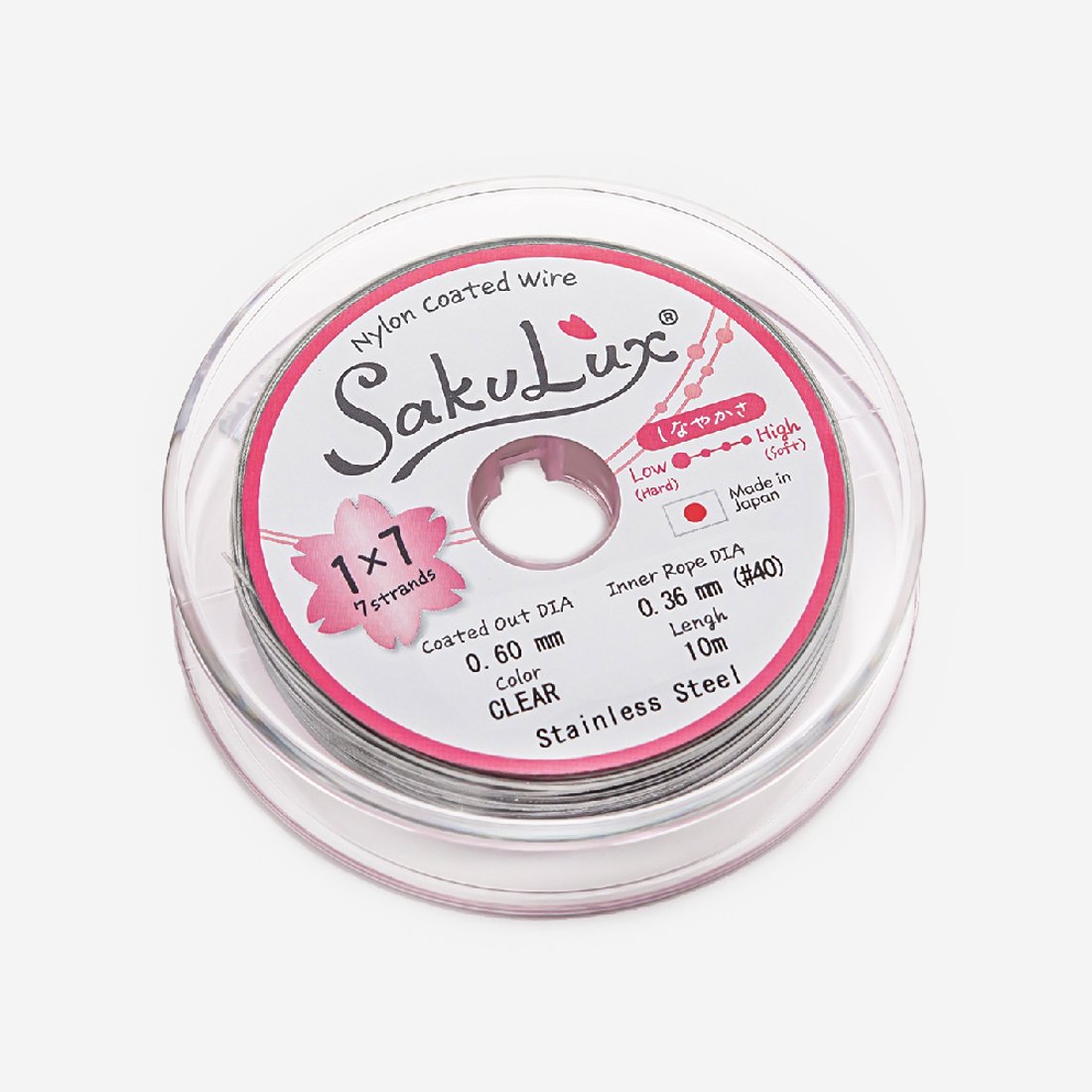 Японский ювелирный тросик SakuLux 7 диаметр 0,6мм, цвет "Сталь"