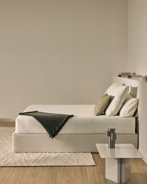 Основание кровати Nelzi La Forma из шенилла цвета экрю для матраса 160 x 200 см