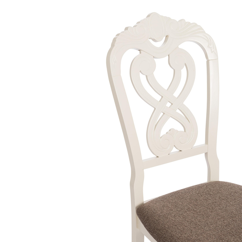 Стул -Андромеда/ Andromeda дерево гевея, 47х55,5х107 см, Ivory white, ткань коричневая S168-7